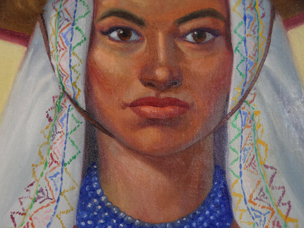 Alfonso Tirado - Mexican Woman in Traditional Costume - Oil on Canvas P2869