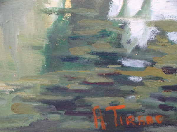 Alfonso Tirado - Flower-Seller in His Boat on His Way to Market - Oil on Canvas P2881