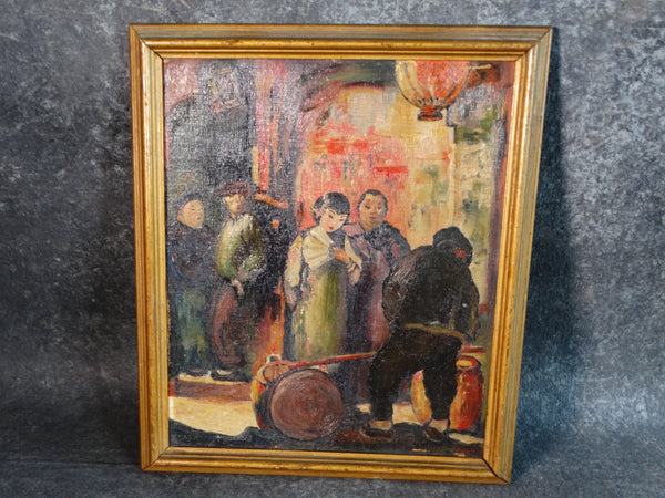 Beatrice Jackson - At the Chinese Market - Oil on Board 1920s - P2884