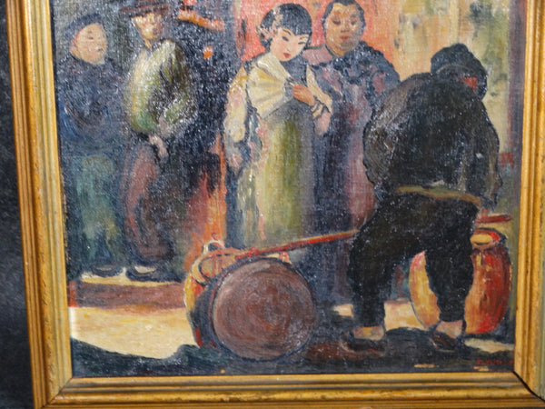 Beatrice Jackson - At the Chinese Market - Oil on Board 1920s - P2884