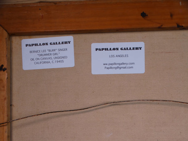 Burr Singer - Drummer Girl - Oil on Canvas c 1940s P2888