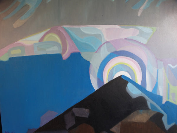 Anya Fisher (1905-1992) Abstract Landscape - The Mountain - Oil on Canvas P2899