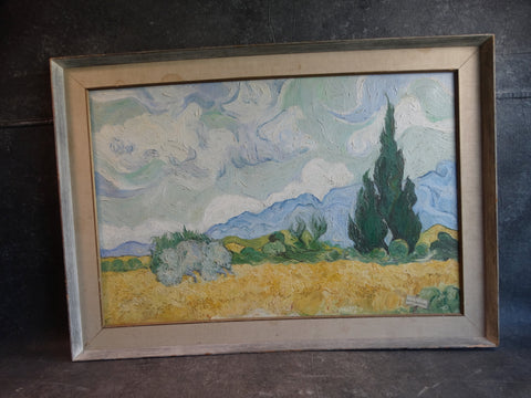 A. Paddia - Van Gogh's Wheatfield with Cypresses - Oil on Canvas Copy P2900