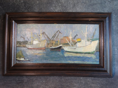 Marie Cofalka - Harbor Scene - Oil on Canvas mounted on Board - P2906