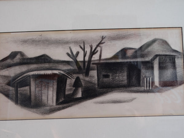 Emily Elinor Syminton  (1916-2002)- New Mexico Landscape c 1930 Charcoal on Paper P2923