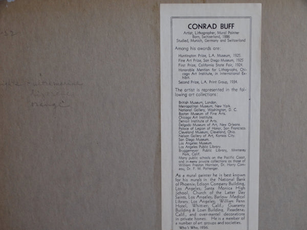 Conrad Buff - Log Cabin in Mountains - Painting on Board 1952 P2926