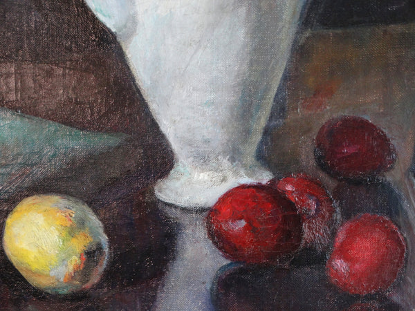 Ejnar Hansen - Still Life with White Pitcher, Plums and a Lemon - Oil on Board - circa 1920 P2945