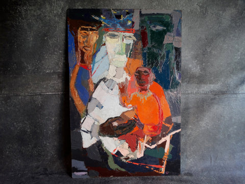 Margaret Kellogg (Raftery) Modernist Holy Family Oil on Board 1955 P2962