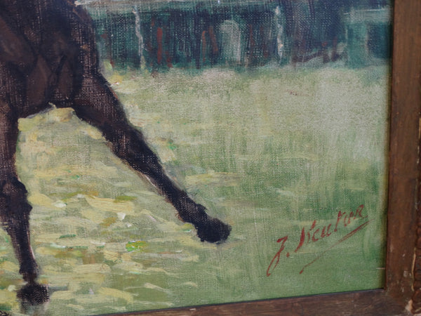 JEAN KEUTERICKX (AMERICAN, 1907-1969) Santa Anita Racetrack  Oil on Canvas circa 1950s P2969