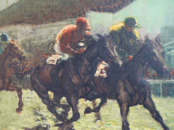 JEAN KEUTERICKX (AMERICAN, 1907-1969) Santa Anita Racetrack  Oil on Canvas circa 1950s P2969