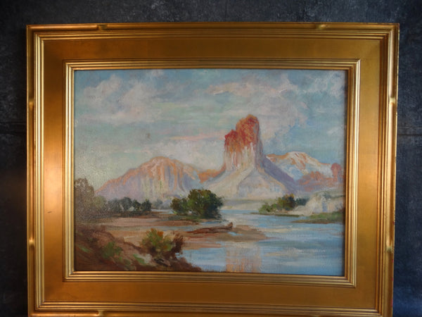 Dan Sterling - View of Castle Butte, Wyoming 1933 - Oil on Board P2992