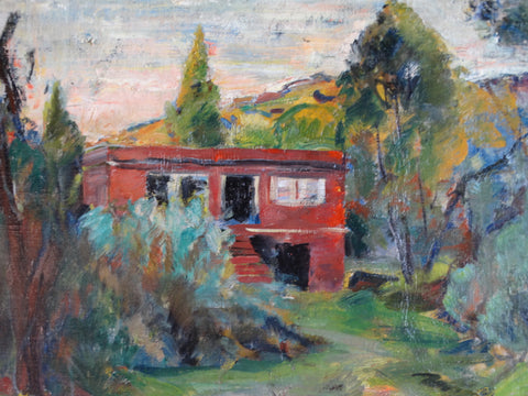 Ejnar Hansen - Santa Barbara Hillside - 1935 - Oil on Board Mounted Canvas P2997