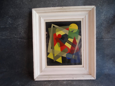 Abstract Student Work by Muriel L Hoefler - City Noise c 1940s Oil on Paper P3002