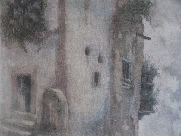 Maria Pepa LaMarque - Cityscape: A Tower House - Mixed Media on Paper P3011