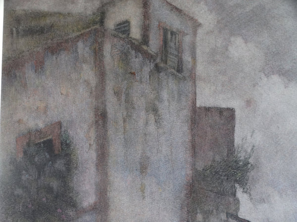 Maria Pepa LaMarque - Cityscape: A Tower House - Mixed Media on Paper P3011