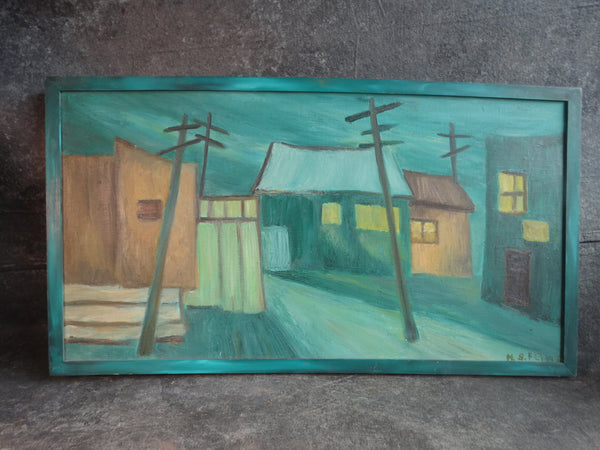 Helen Shafter Feyler-Switz (1925-2006) - Modernist Village - Oil on Canvas c 1950 P3031