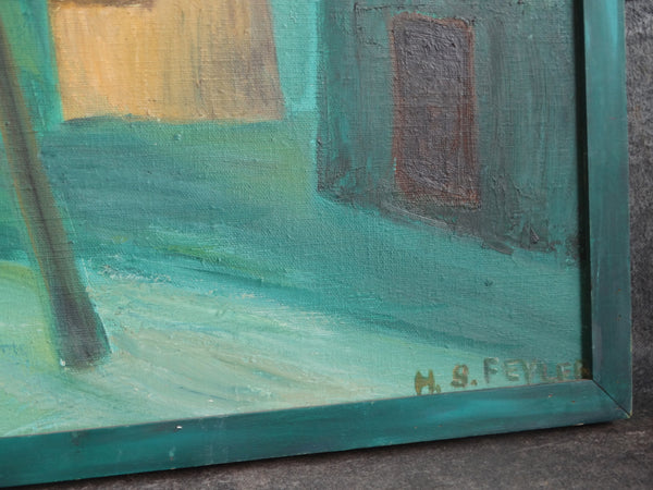 Helen Shafter Feyler-Switz (1925-2006) - Modernist Village - Oil on Canvas c 1950 P3031