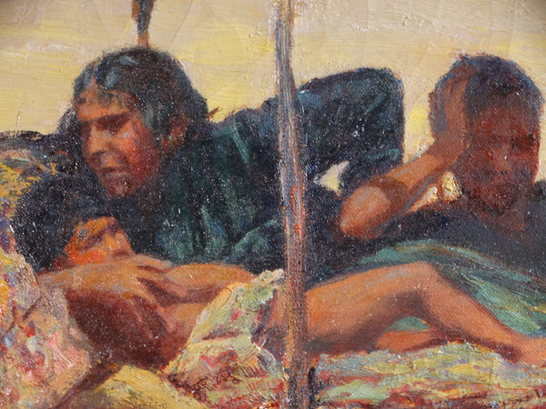 Eugène Pierre Franquinet (1875-1940) Mexican Family Resting under a Shade Canopy 1920s P3032