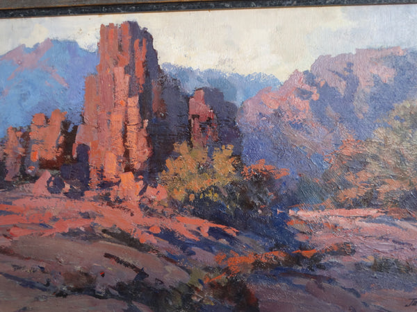 Jack Elmo King - Desert Mesa Landscape 1973 - Oil on Board P3037