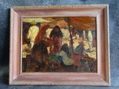 Edgar O Kiechle (1911-1960) - Mexican Market Place - oil on board - 1946 P3073