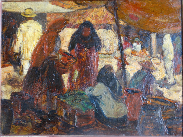Edgar O Kiechle (1911-1960) - Mexican Market Place - oil on board - 1946 P3073