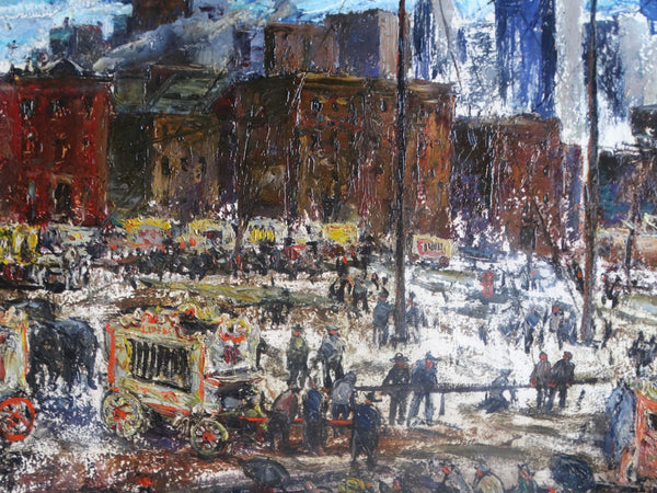 Edgar O Kiechle (1911-1960) - Circus in Town Oil on Board circa 1947 P3074