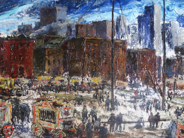Edgar O Kiechle (1911-1960) - Circus in Town Oil on Board circa 1947 P3074