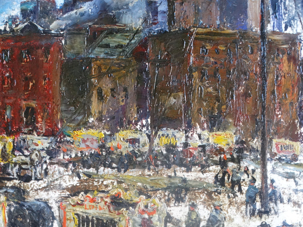 Edgar O Kiechle (1911-1960) - Circus in Town Oil on Board circa 1947 P3074