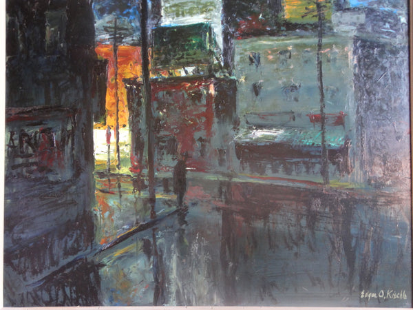 Edgar O Kiechle  Sleeping Town Featured in Rock Hudson Apartment Pillow Talk Oil on Board P3075