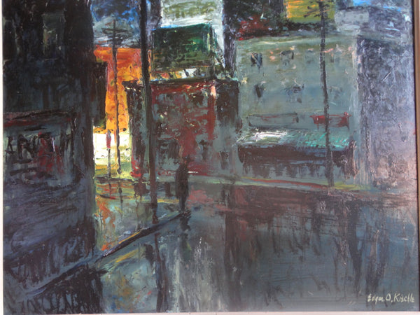 Edgar O Kiechle  Sleeping Town Featured in Rock Hudson Apartment Pillow Talk Oil on Board P3075