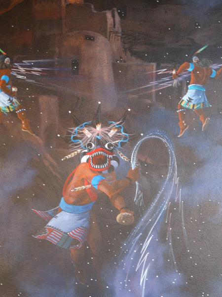 Ted Claus Mythological Hopi Painting - Gods of Lightning - 1975 Oil on Canvas P3105