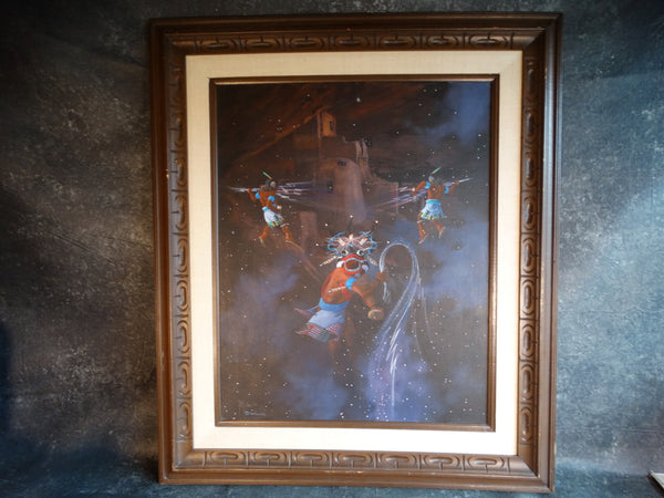Ted Claus Mythological Hopi Painting - Gods of Lightning - 1975 Oil on Canvas P3105