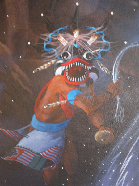 Ted Claus Mythological Hopi Painting - Gods of Lightning - 1975 Oil on Canvas P3105