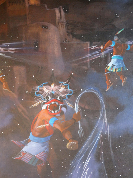 Ted Claus Mythological Hopi Painting - Gods of Lightning - 1975 Oil on Canvas P3105