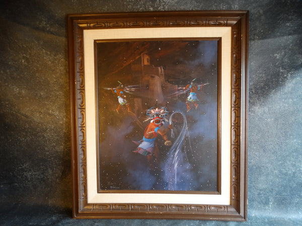 Ted Claus Mythological Hopi Painting - Gods of Lightning - 1975 Oil on Canvas P3105