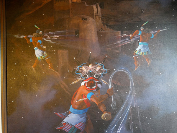 Ted Claus Mythological Hopi Painting - Gods of Lightning - 1975 Oil on Canvas P3105