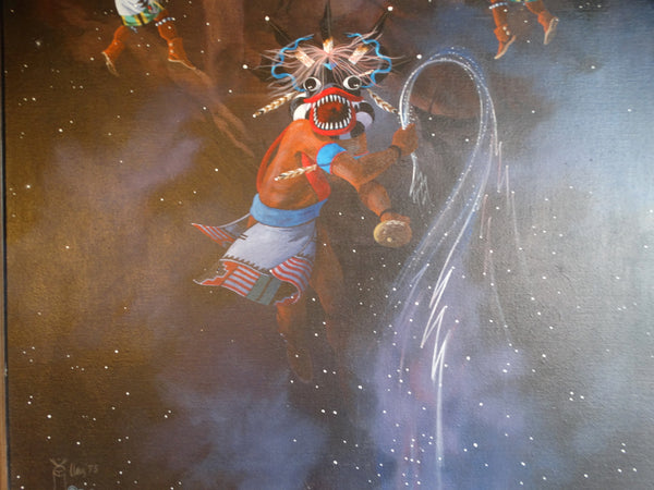 Ted Claus Mythological Hopi Painting - Gods of Lightning - 1975 Oil on Canvas P3105