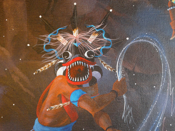 Ted Claus Mythological Hopi Painting - Gods of Lightning - 1975 Oil on Canvas P3105