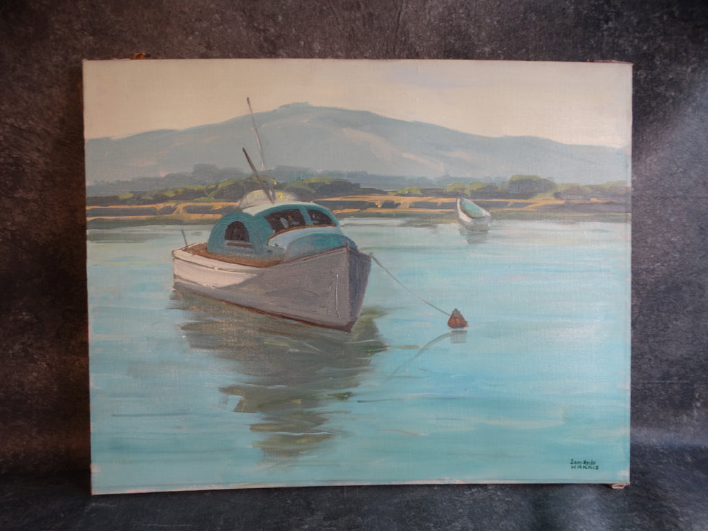 Sam Hyde Harris - Boat Moored In A Lagoon - Oil on Canvas P3106