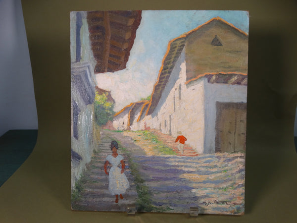 Alfonso Xavier Peña (1903-1964) - Mexican Village Scene - The Stairs - P3119