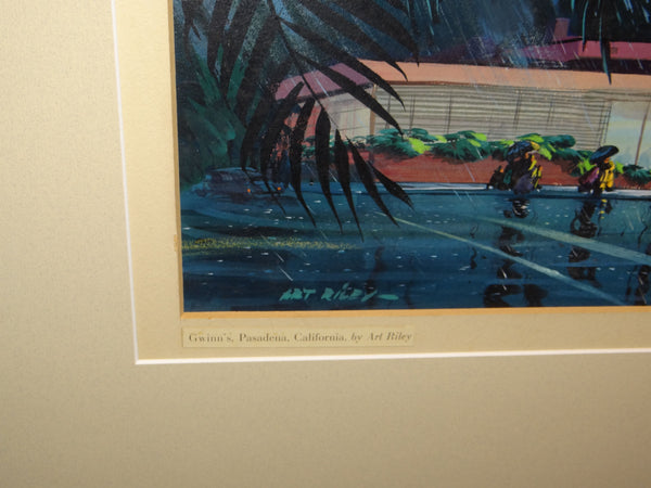 Art Riley Nocturnal View of Gwinn’s Of Pasadena, Illustration 1953