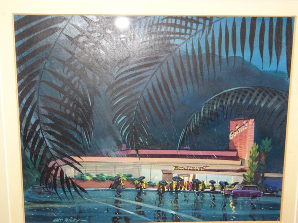 Art Riley Nocturnal View of Gwinn’s Of Pasadena, Illustration 1953