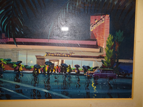 Art Riley Nocturnal View of Gwinn’s Of Pasadena, Illustration 1953