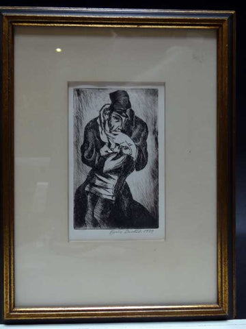 Boris Deutsch (1892 – 1978) Etching Man with Goat 1929