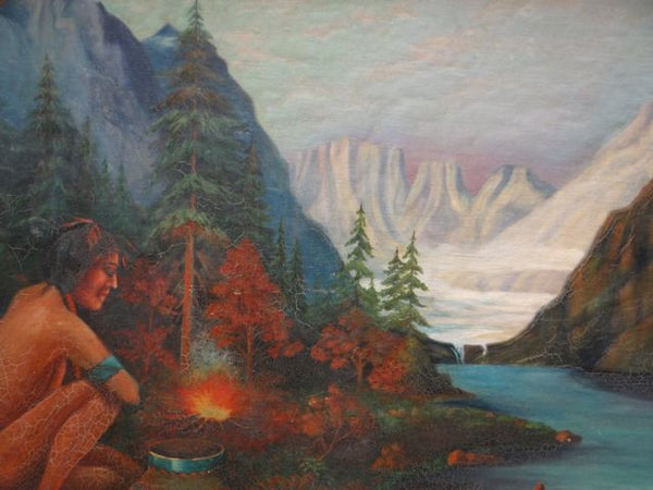 Lodge Painting Of An Indian In The Forest (1937)