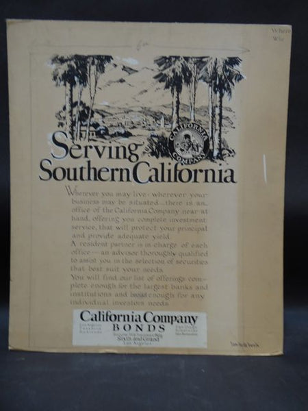 Sam Hyde Harris Advertising Mock-up Original Art “Serving Southern California”