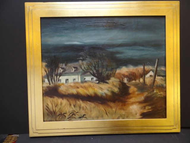 Alfred C. Ybarra (1905 – 2001) Oil on Canvas of a California Farm House In Winter P662
