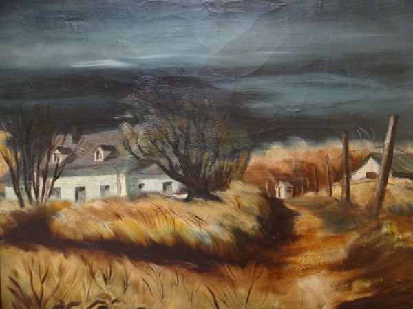 Alfred C. Ybarra (1905 – 2001) Oil on Canvas of a California Farm House In Winter P662