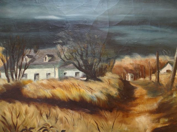 Alfred C. Ybarra (1905 – 2001) Oil on Canvas of a California Farm House In Winter P662