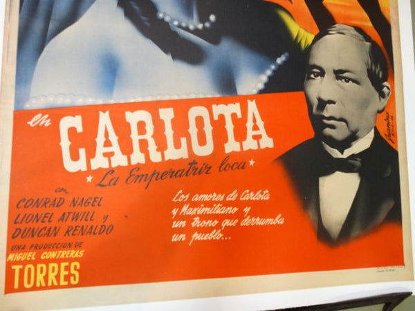CARLOTA The Mad Empress Original Rare Mexican Movie 1939 Poster